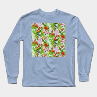 Light Blue Tropical Flora Long Sleeve T-Shirt